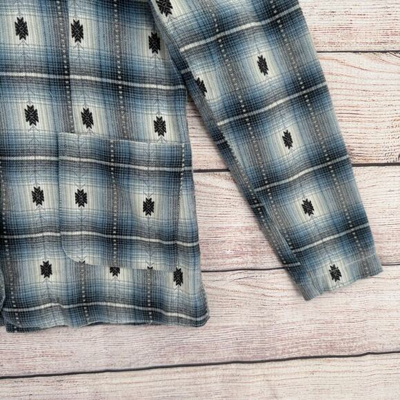 The Territory Ahead Flannel Aztec Print Shacket Jacket Women's Small Blue/Gray - Picture 6 of 13